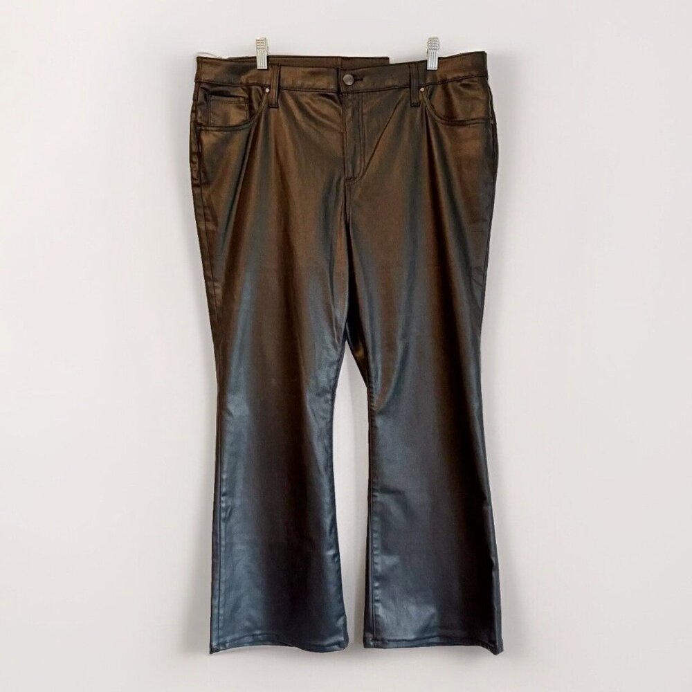 Chico’s So Slimming Black Girlfriend Flare Pants Women’s 16 Coated Edgy Chic